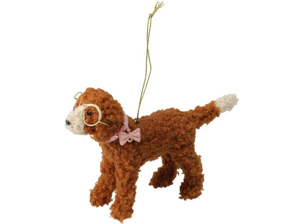 Hund henge PP m/stoff ca10cm 6ass Display med 24 stk assortert 