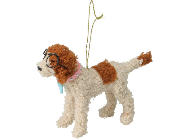 Hund henge PP m/stoff ca10cm 6ass Display med 24 stk assortert 