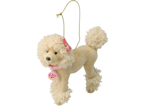 Hund henge PP m/stoff ca10cm 6ass Display med 24 stk assortert 