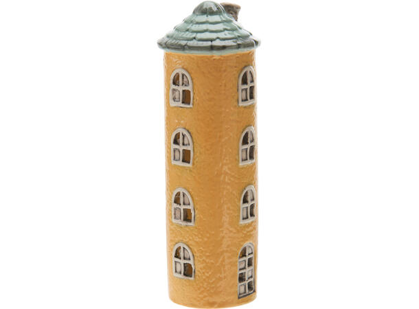 Hus LED høy 6x5x20cm porselen 4ass 