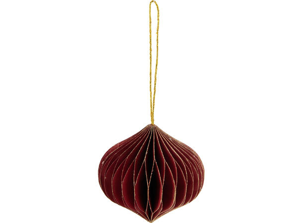 Julekule dråpe papir rød/gr./kr 8cm 3ass Display med 12stk 