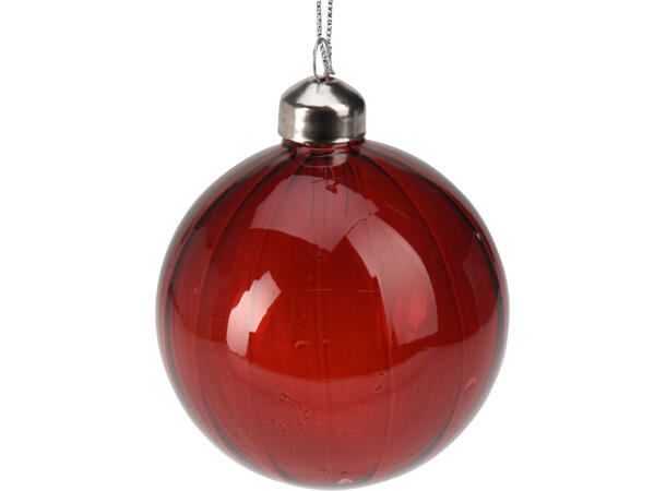 Julekule glass rød/burgunder 8cm Display med 12stk assortert 