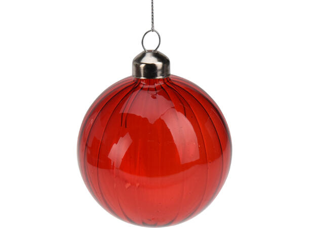 Julekule glass rød/burgunder 8cm Display med 12stk assortert 