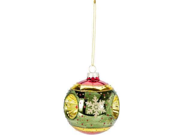 Julekule glass rød,grønn,gull 8cm 3ass Display med 12stk assortert 