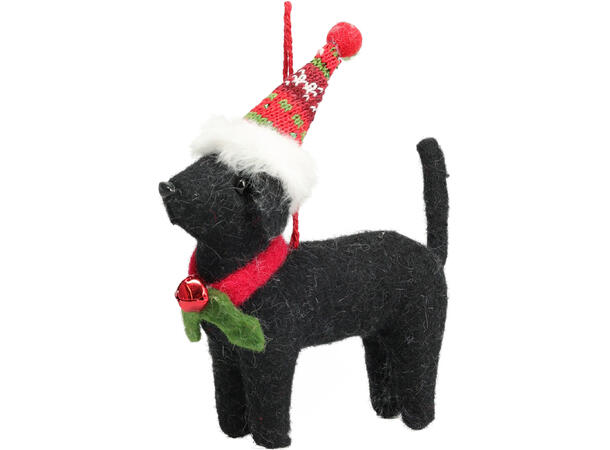 Julepynt Puddel av stoff henge 15cm 3ass 