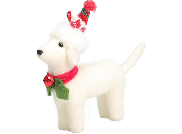 Julepynt Puddel av stoff henge 15cm 3ass 