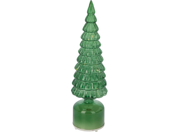 Juletre LED be.lys glass grønn 34cm 2ass Batteri: 3xAAA Timer: 6/18t on/off 