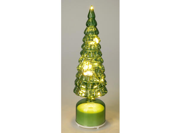Juletre LED be.lys glass grønn 34cm 2ass Batteri: 3xAAA Timer: 6/18t on/off 