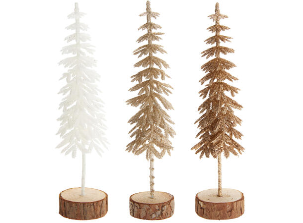 Juletre metall Gull Hvit h:18cm 3ass Display 12stk Trefot 