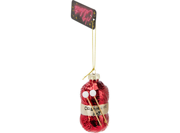 Juletrepynt strikkegarn glass 4x9cm 6ass Display med 12 assortert 