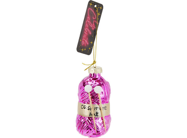 Juletrepynt strikkegarn glass 4x9cm 6ass Display med 12 assortert 