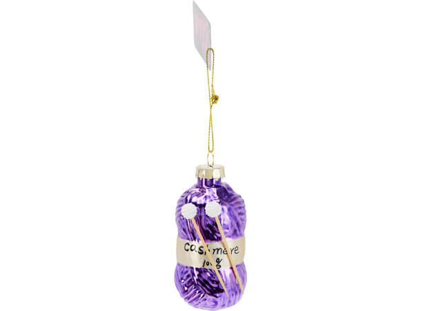 Juletrepynt strikkegarn glass 4x9cm 6ass Display med 12 assortert 