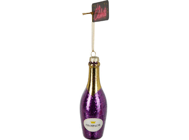 Juletrepynt vinflaske glass 14cm 3ass 12 assortert i eske 