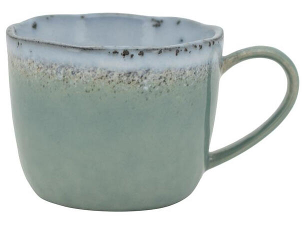 Kaffekopp m/fat gråblå keramikk 180ml Krus: 8x6cm Tallerken;14,6x2cm 