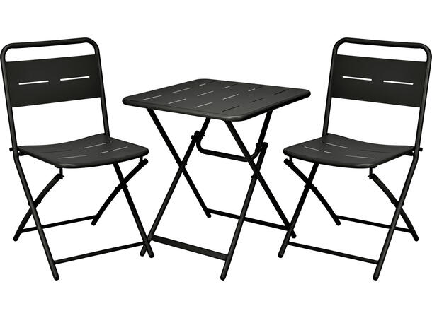 Kafésett stol bord sort pulverlakk s/3 Stol:50x46x85cm Bord:60x60x70cm 