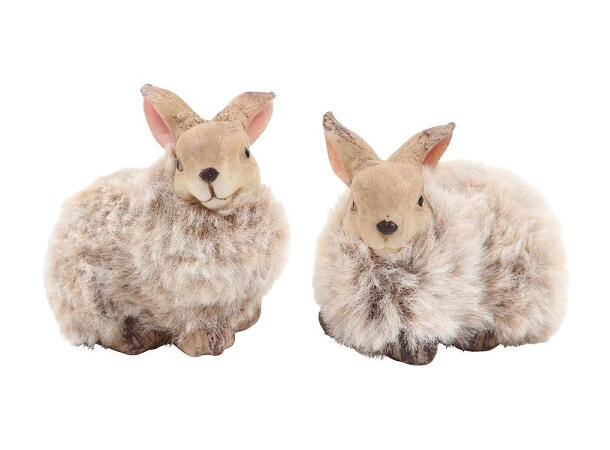 Kanin grå plysj polyresin 7,5x5x8cm 2ass Forpk 12stk 