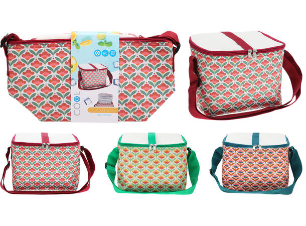 Kjølebag 22,5x17x19cm 6L Retro 3ass Polyester M/aluminium innvendig 