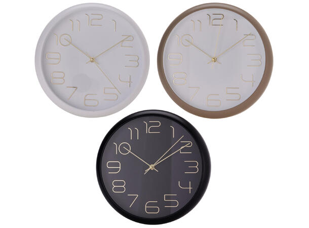 Klokke gulldetaljer Diam.30cm 3ass 