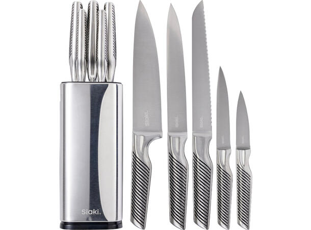 Knivsett 5 deler Rustfritt stål Knivblokk med 5 kniver 