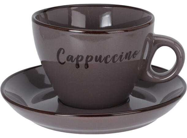 Kopp m/fat kera. Cappuccino 9x6,5cm 4ass Vekt:390gram Krem, mocca,mørk/lys grå 