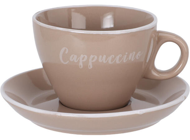 Kopp m/fat kera. Cappuccino 9x6,5cm 4ass Vekt:390gram Krem, mocca,mørk/lys grå 