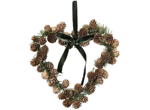 Krans hjerte med kongler 34x5,5x34cm Forpk 2stk 