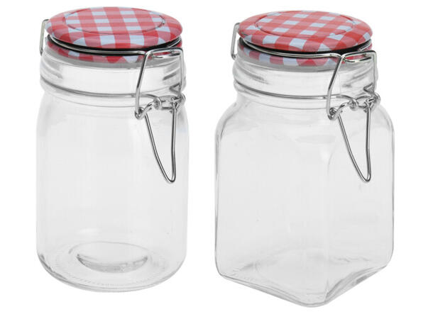 Krukke glass oppbevaring 250ml 2ass Display med 12stk 6,8x11,5cm 9x12cm 