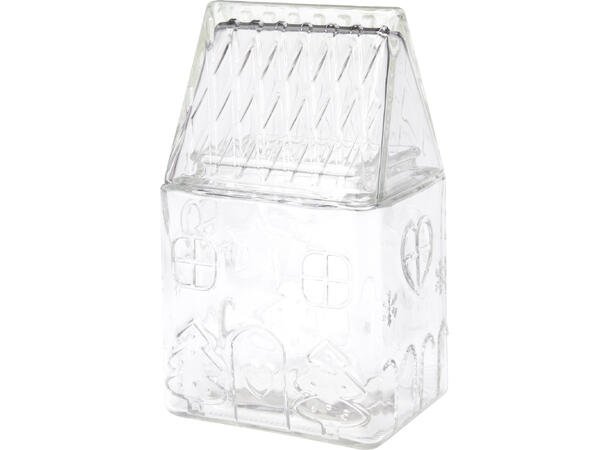 Krukke julehus glass 1500ml 13x11x22cm Forpk 6stk Vekt 1150gram 