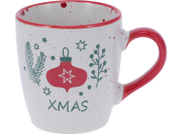Krus jul/tekst keramikk 7x8cm 4ass s/4 Vekt:200gram 200ml 