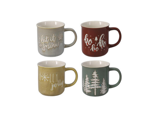 Krus keramikk juletekster 200ml 8cm 4stk Vekt: 200g Størrelse: 7,7x6x8cm 