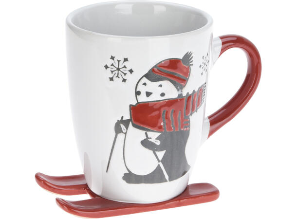 Krus m/ski hvit keramikk 11cm 330ml 3ass 13x8,3x11cm Vekt:370gram 