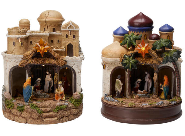 Krybbe Betlehem LED Musikk 18x22cm 2ass Roterer Batteri 3xAAA  inkl. 
