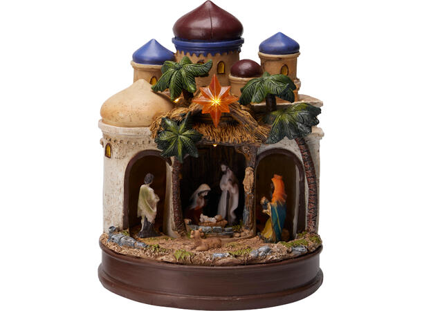 Krybbe Betlehem LED Musikk 18x22cm 2ass Roterer Batteri 3xAAA  inkl. 