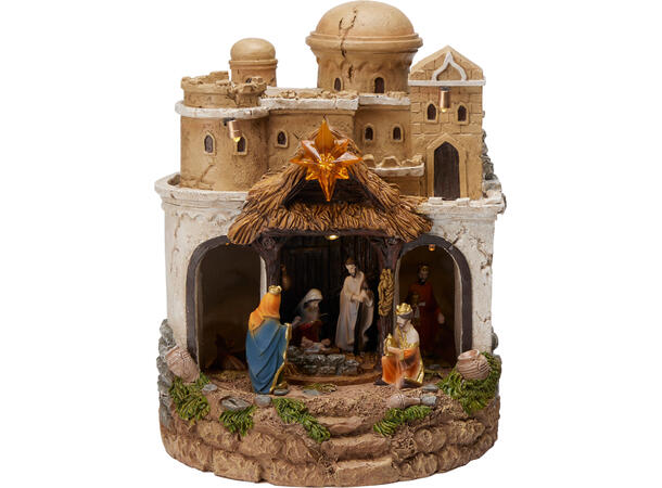 Krybbe Betlehem LED Musikk 18x22cm 2ass Roterer Batteri 3xAAA  inkl. 