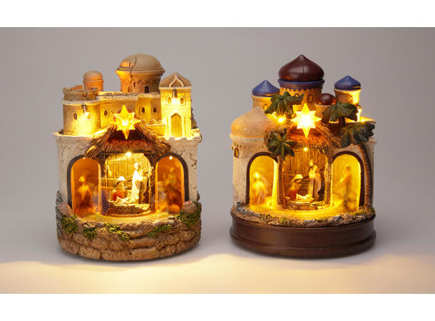 Krybbe Betlehem LED Musikk 18x22cm 2ass Roterer Batteri 3xAAA  inkl. 