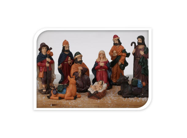 Krybbesett assorterte farger 6-16cm 9del Maria:12cm Josef:16cm Barn:6x4cm 