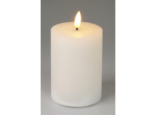 Kubbelys LED hvit rustikk voks 7,5x10cm Batteri: 2xAA Timer: 6/18t Display 12stk 