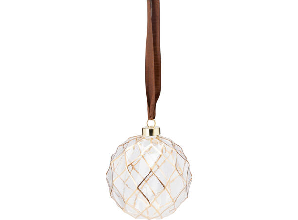 Kule henge blank m/gull/bånd dia:12cm Batteri: 2xAA Timer:18/6 timer 10stk LED 
