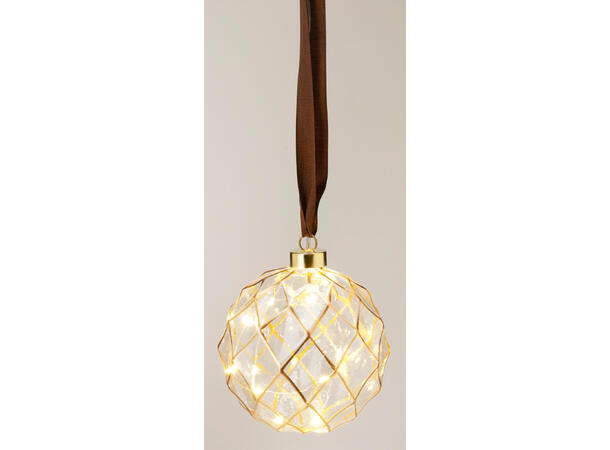 Kule henge blank m/gull/bånd dia:12cm Batteri: 2xAA Timer:18/6 timer 10stk LED 