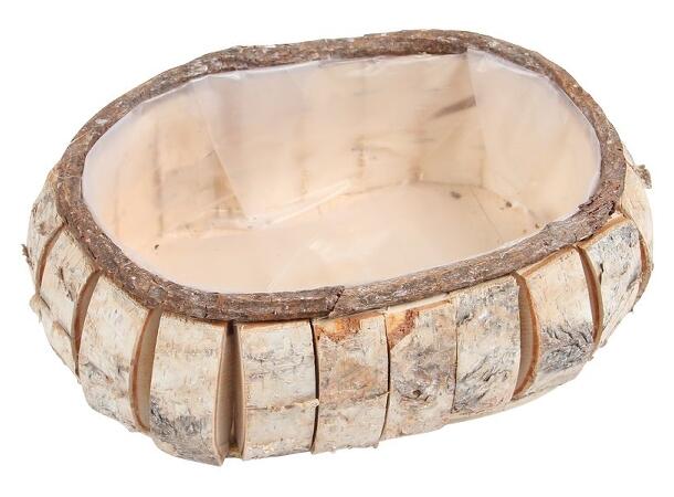 Kurv rund tremateriale 26x18x9cm Med plast 