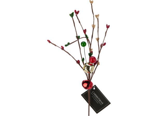 Kvist dekorgren m/bjeller og bær 23cm Display 48stk 