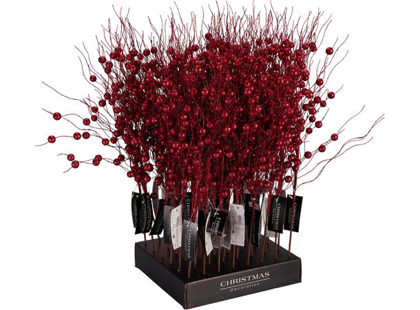 Kvist gren m/bær rød 58cm Display 48stk 
