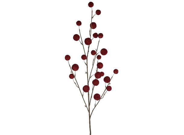 Kvist med røde kuler rød 114cm 