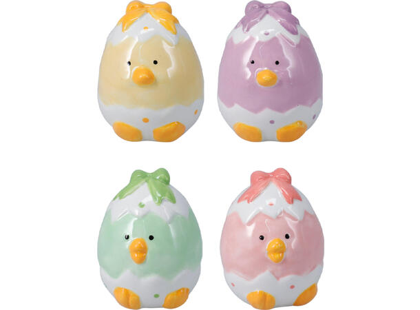 Kylling i eggeskall 9cm keramikk 4ass 