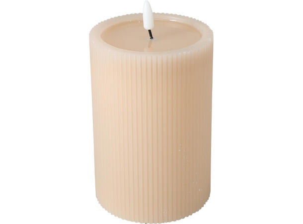 LED kubbelys voks Diam.7,5x15cm 4ass Ekte voks Timer 6/18 on/off Batteri:2xAA 