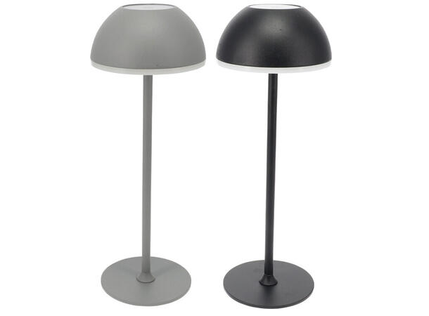 Lampe LED sort grå metall 10x30cm 2ass Batteri:18650 Lades med USB-C kabel/dimm 