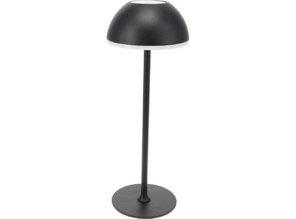 Lampe LED sort grå metall 10x30cm 2ass Batteri:18650 Lades med USB-C kabel/dimm 