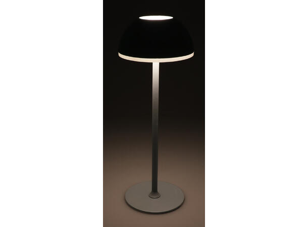 Lampe LED sort grå metall 10x30cm 2ass Batteri:18650 Lades med USB-C kabel/dimm 