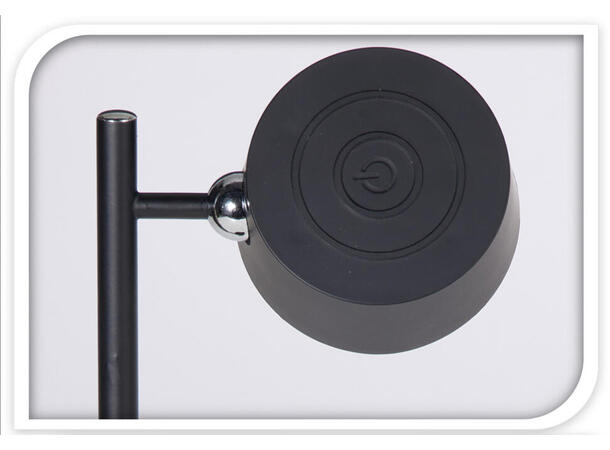Lampe LED sort metall 35,5cm Oppladbar. USB-C. 3 lysnivå 