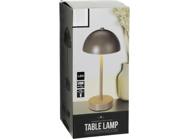 Lampe kuppel LED sand 14x31cm Metall. USB-C 